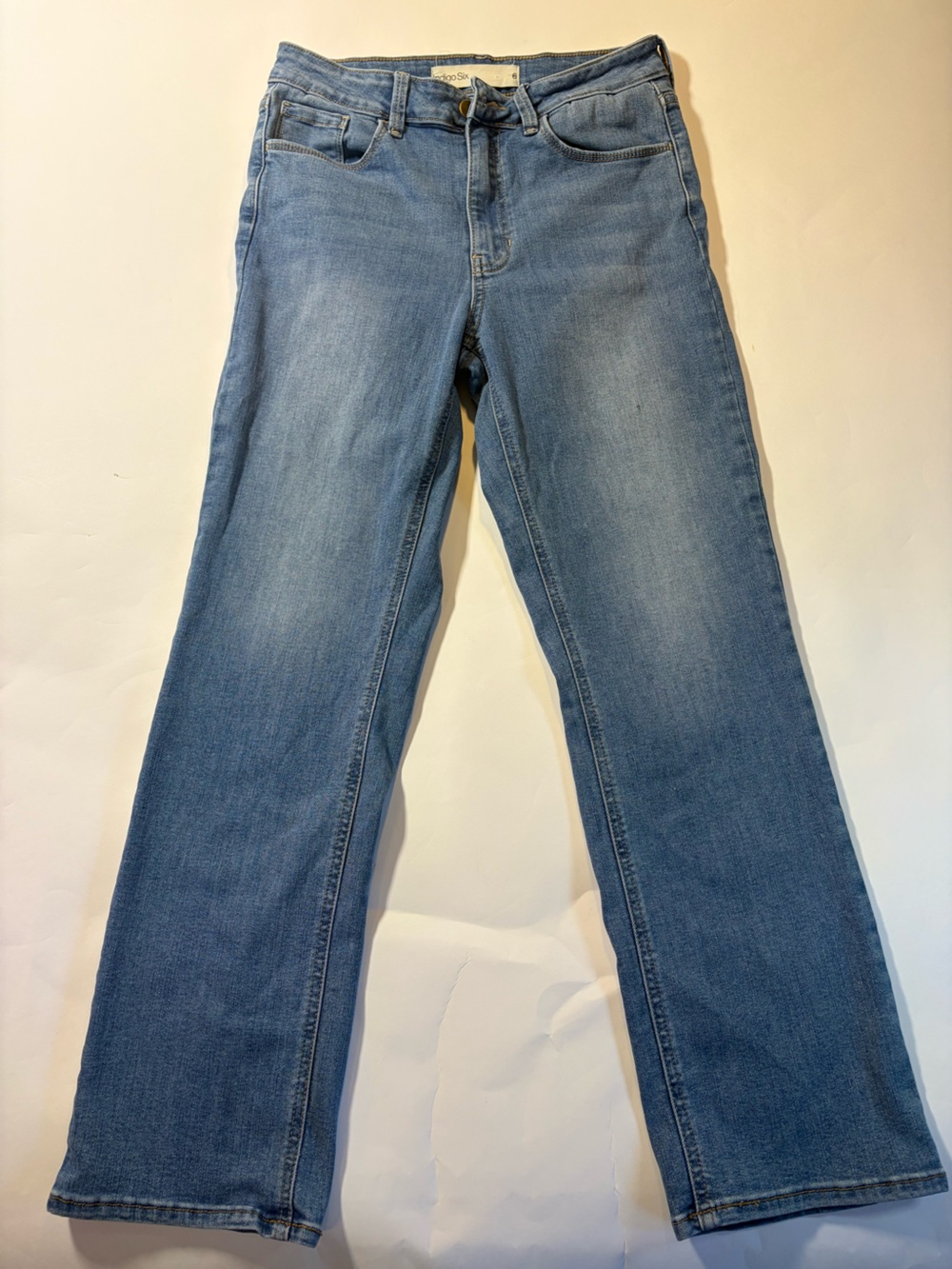 Indigo Straight Leg Jeans in Light Blue Wash